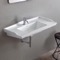 Rectangular White Ceramic Wall Mounted Bathroom Sink